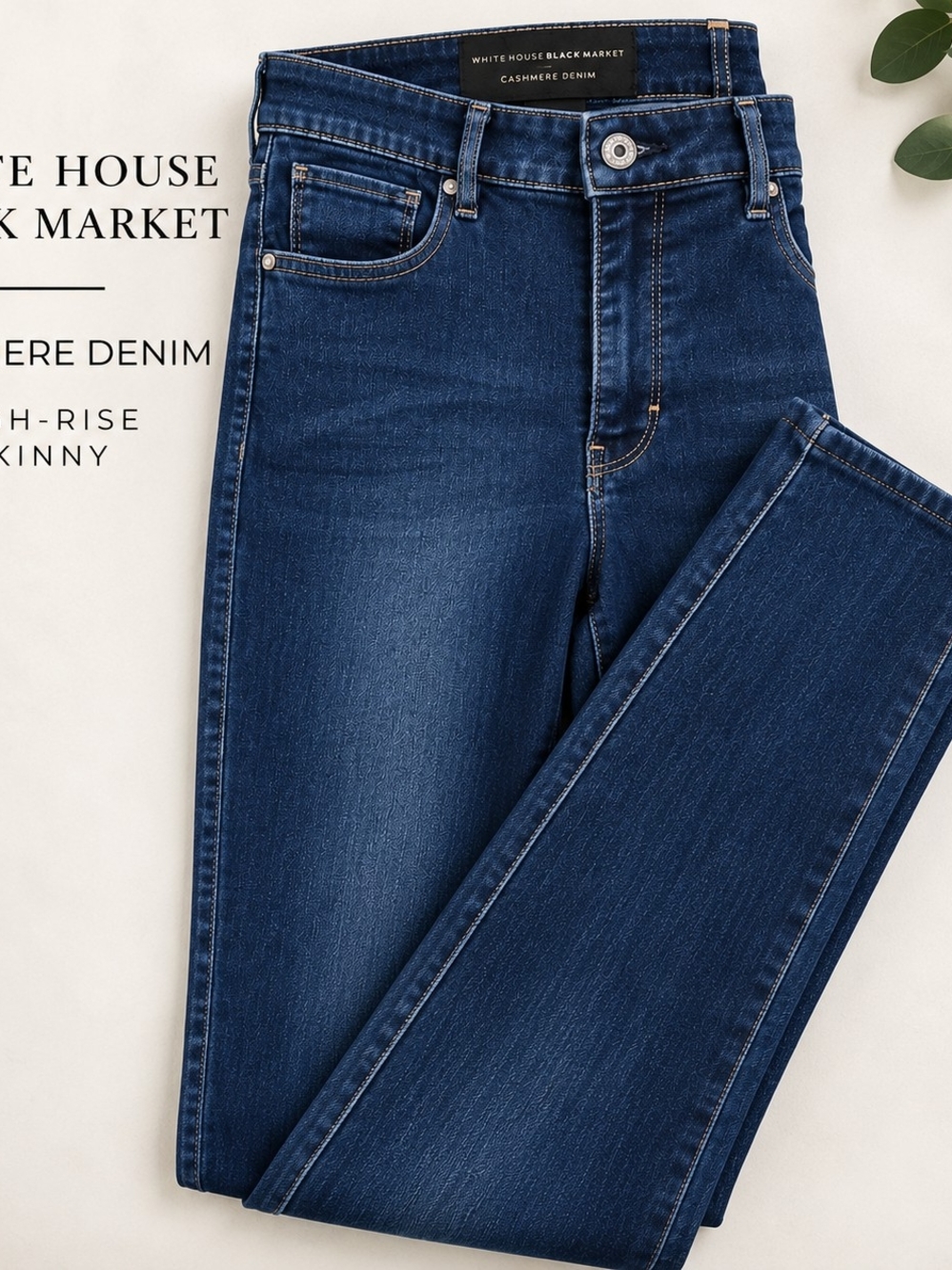 WHBM Cashmere Denim Dark Skinny Jeans 8L Stretch Minimalist Quiet Luxery Preppy